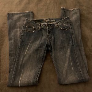 rock 47 wrangler ultra low rise boot cut jeans